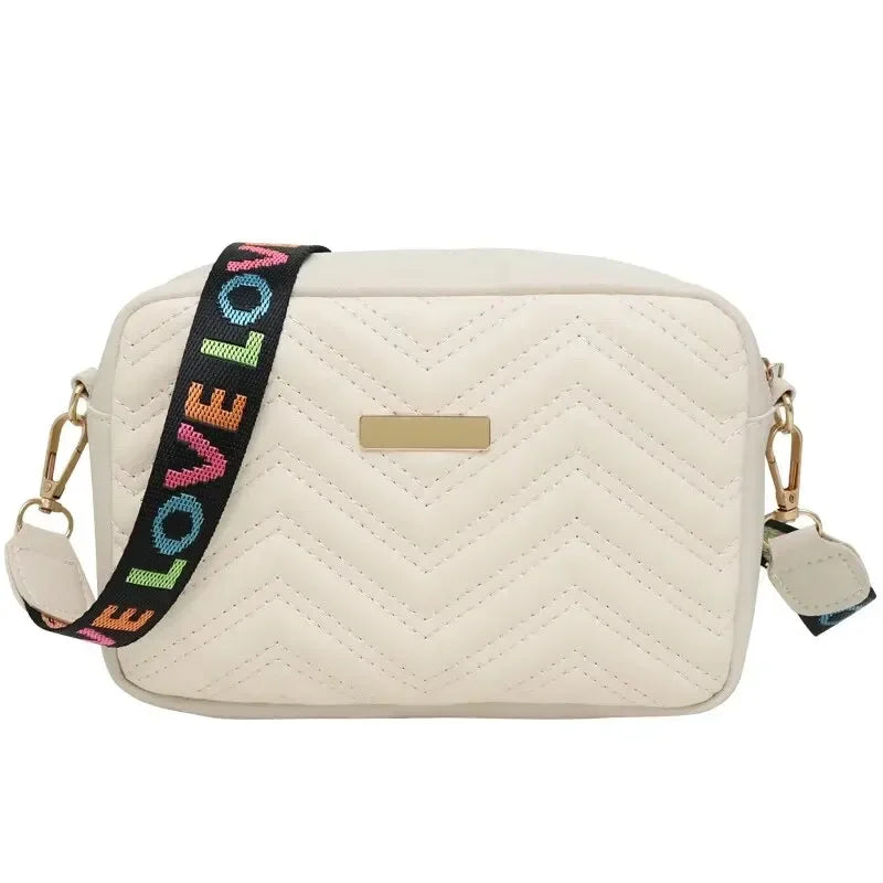 Embroidered PU Camera Bag, Small Square Shoulder Bag, Casual and Versatile