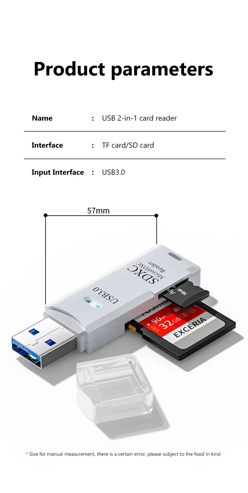 2 in 1 USB 3.0 Card Reader High Speed SD TF Memory Card Adapter for PC Laptop Computer Camera Tablet Accessories