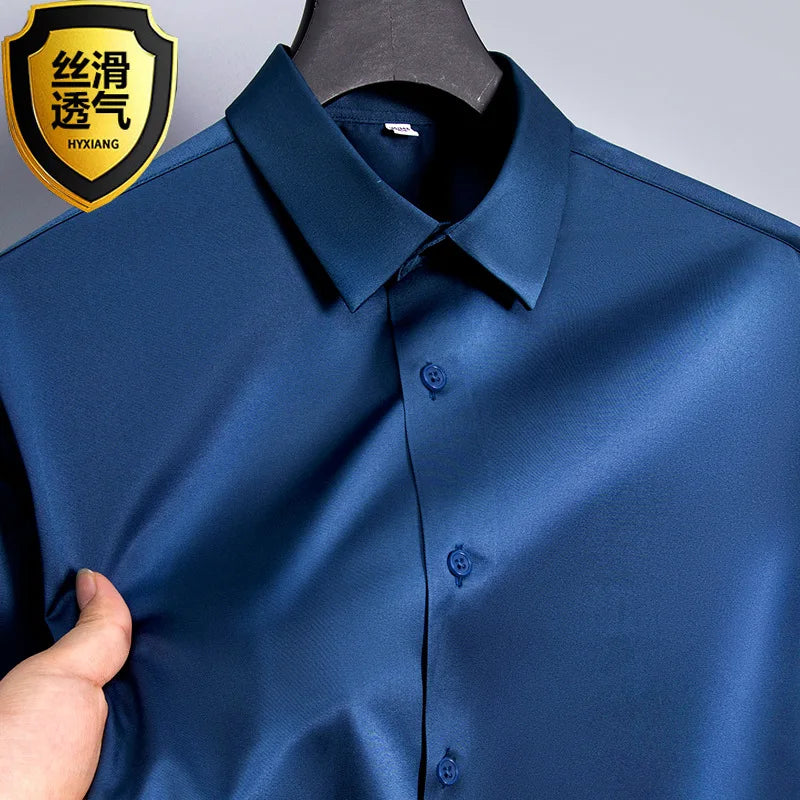 Big Size 5XL Business Shirts For Men Long Sleeve Autumn Wrinkle-free Slim Fit Camisa Social Formal Soft Wedding Office White Top
