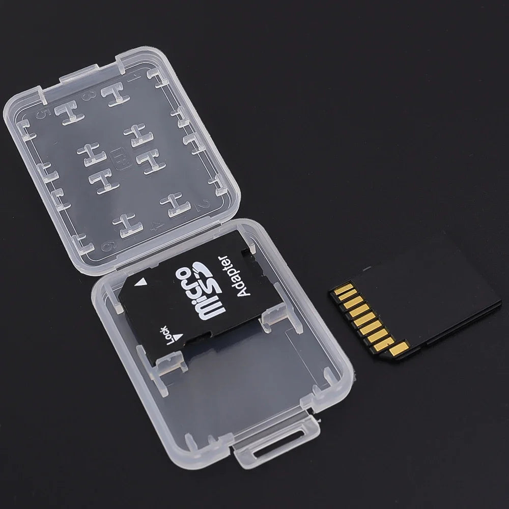 8in1 Reusable Plastic Micro SD SDHC TF Memory Card Storage Case Box Protector Holder Transparent Mini Memory Card Organizer Box