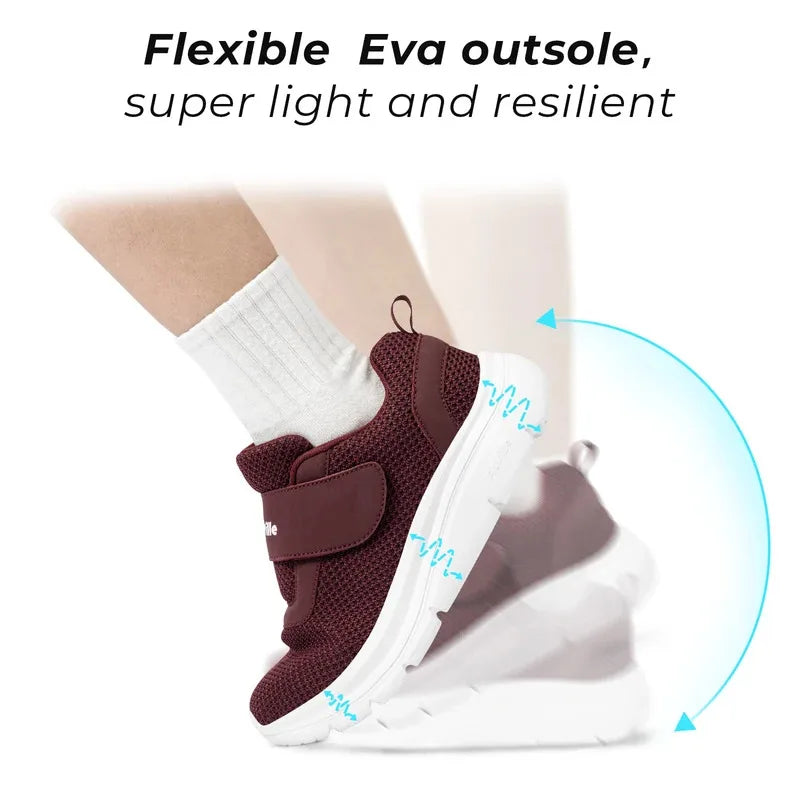 FitVille Women'S Shoes Wide Sneakers Diabetes Shoes Adjustable Strap For Swollen Feet Slip On Walking Lightweight Comfortable