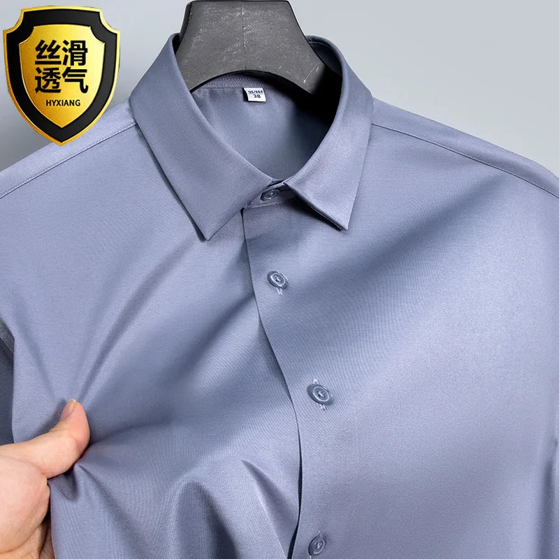 Big Size 5XL Business Shirts For Men Long Sleeve Autumn Wrinkle-free Slim Fit Camisa Social Formal Soft Wedding Office White Top