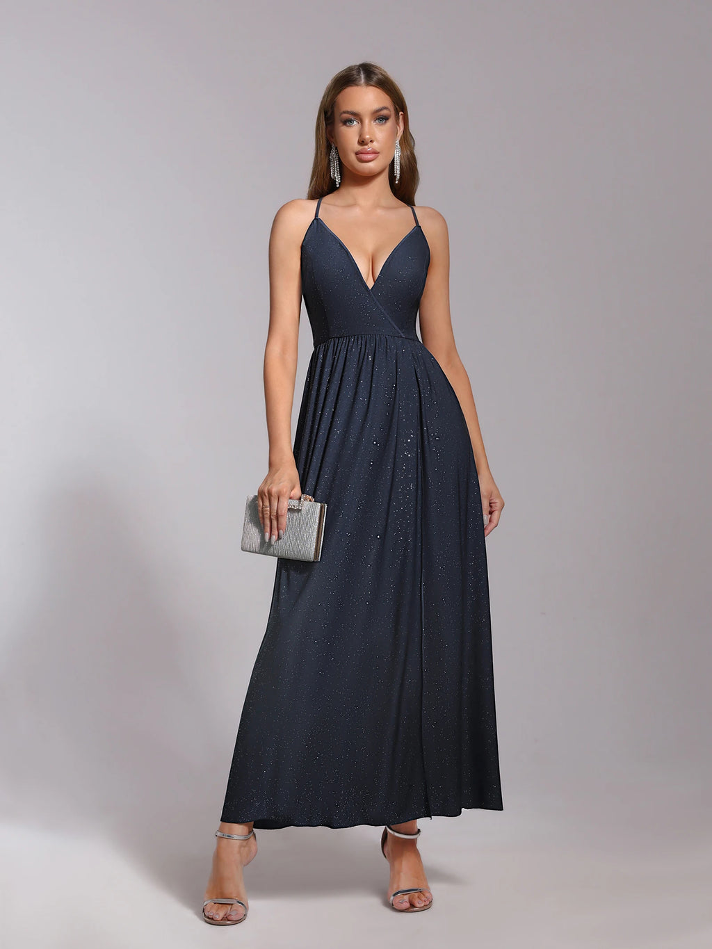 Navy Blue Bridesmaid Dress For Weddings Woman Guest 2026 Sexy Spaghetti Straps Split Prom Party Gowns Long Maid Of Honor Dresses