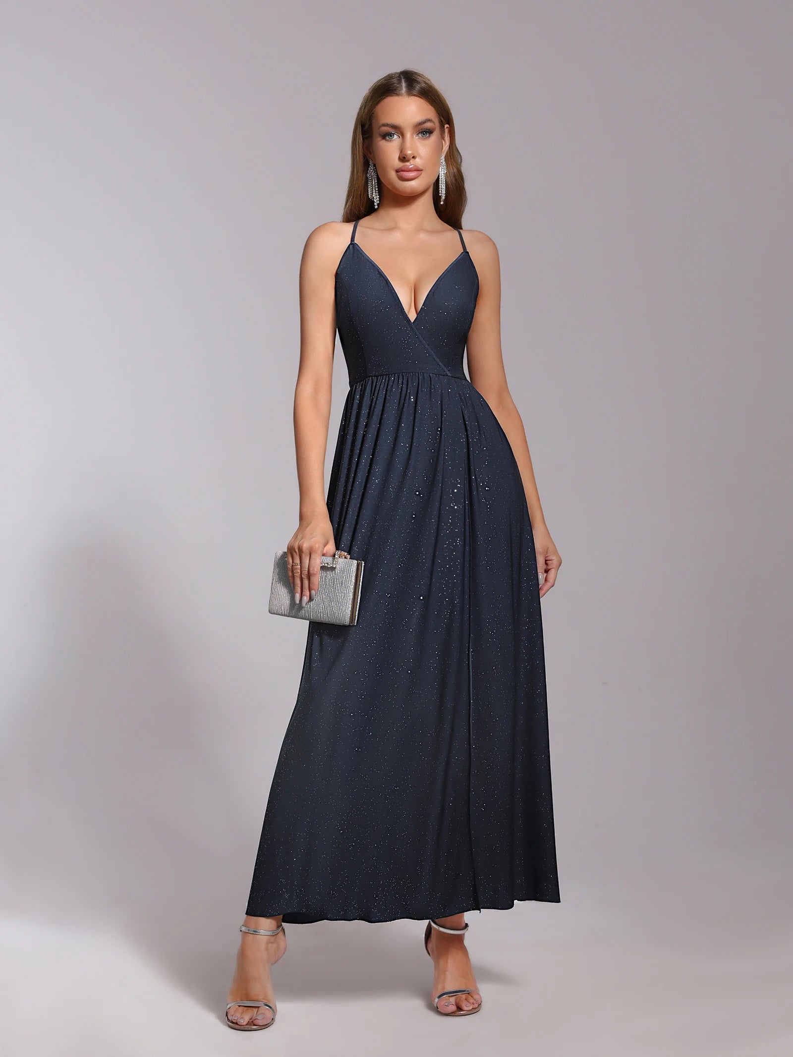 Navy Blue Bridesmaid Dress For Weddings Woman Guest 2026 Sexy Spaghetti Straps Split Prom Party Gowns Long Maid Of Honor Dresses