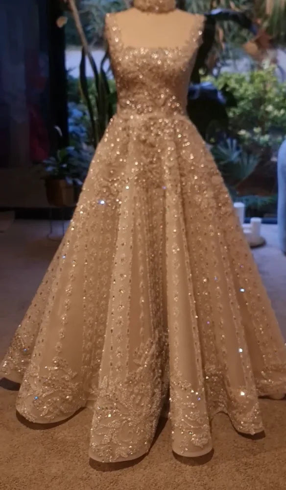 FATAPAESE Customized Evening Dress Square Sleeveless Beading A Line Draped Floor Length Diamonds Luxury Formal Occasion Gowns