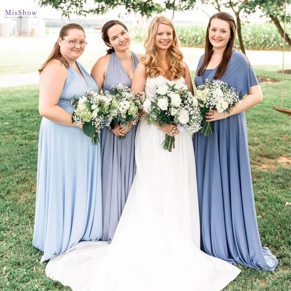 Plus Size Bridesmaid Dresses Women 2023 Infinity Dress Convertible Sexy Backless Multiway Milk Silk Wedding Evening Party Gowns