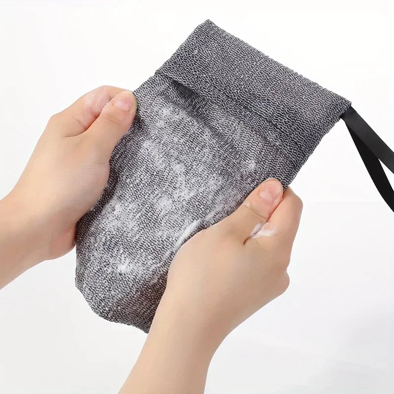2/1piece soap bag, exfoliating soap storage bag, body scrubber, coarse sponge suitable for bath or shower, gray mesh