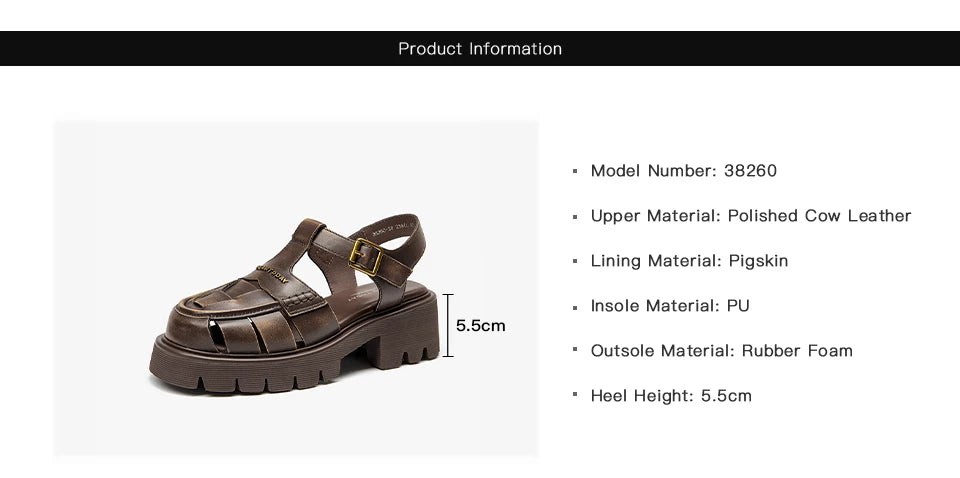 BEAUTODAY Gladiator Platform Sandals Women Solid Buckle T-Strap Thick Sole Retro Rome Summer Beach Ladies Shoes Handmade 38260