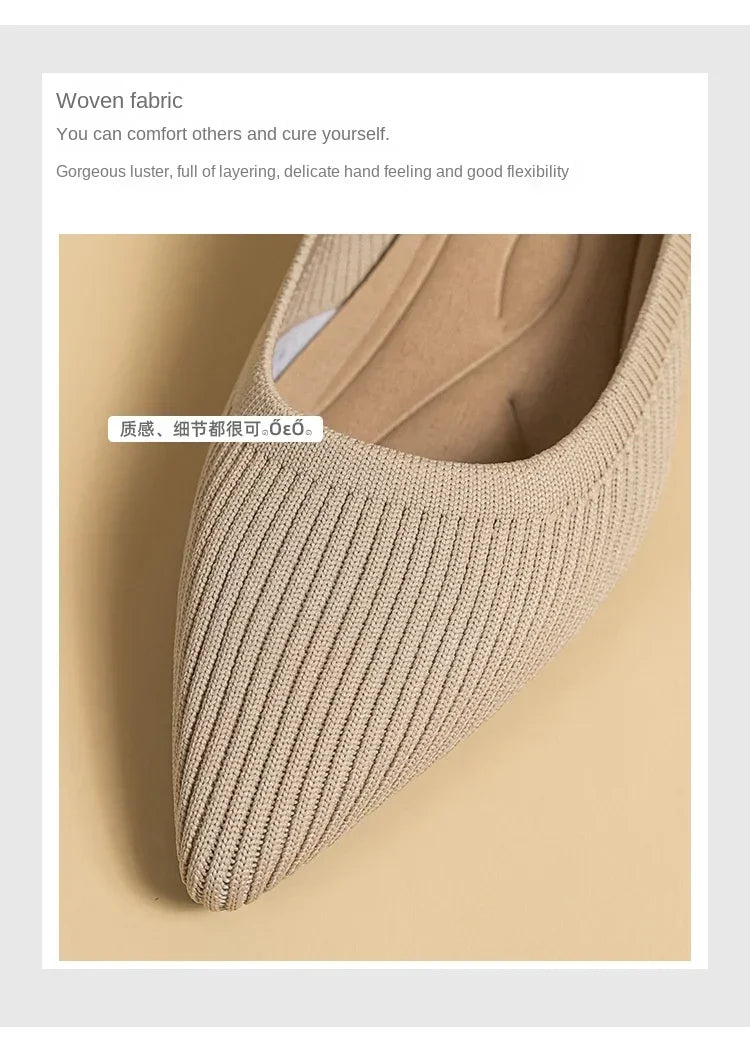 Women's Solid Color Flat Shoes Casual Fashion Breathable Non Slip Rubber Sole Pointed Non-Slip Comfortable Spring and Autumn