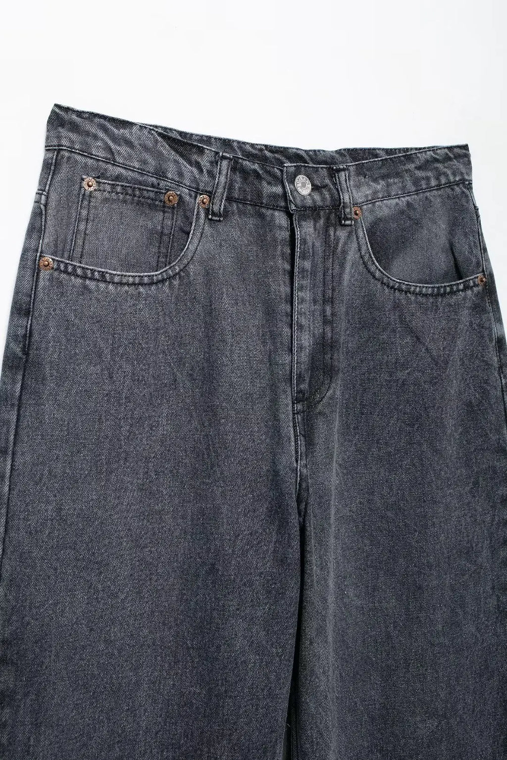 HH 2024 Women's Street Fashion Denim Blue Jeans Distressed Patchwork High Waist Zipper Fly Ripped Retro Long Pants