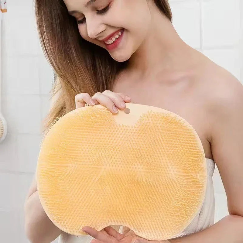 Silicone Massage Shower Mat Non-slip Wash Foot Pad Foot Exfoliating Bathroom Rub Back Brush with Sucker Bath Massage Brush Pad