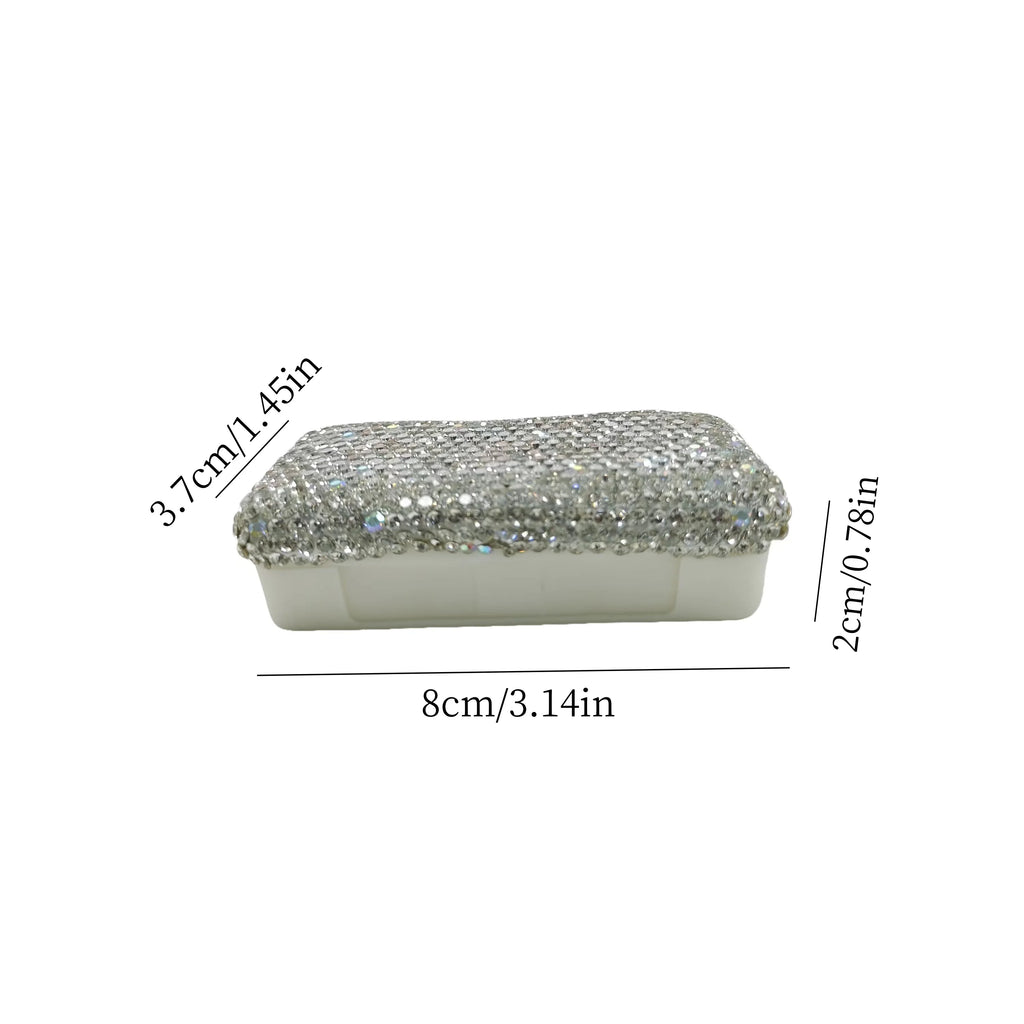 High appearance level plastic mini small medicine box artificial diamond-inlaid portable sealed storage box for early, middle an