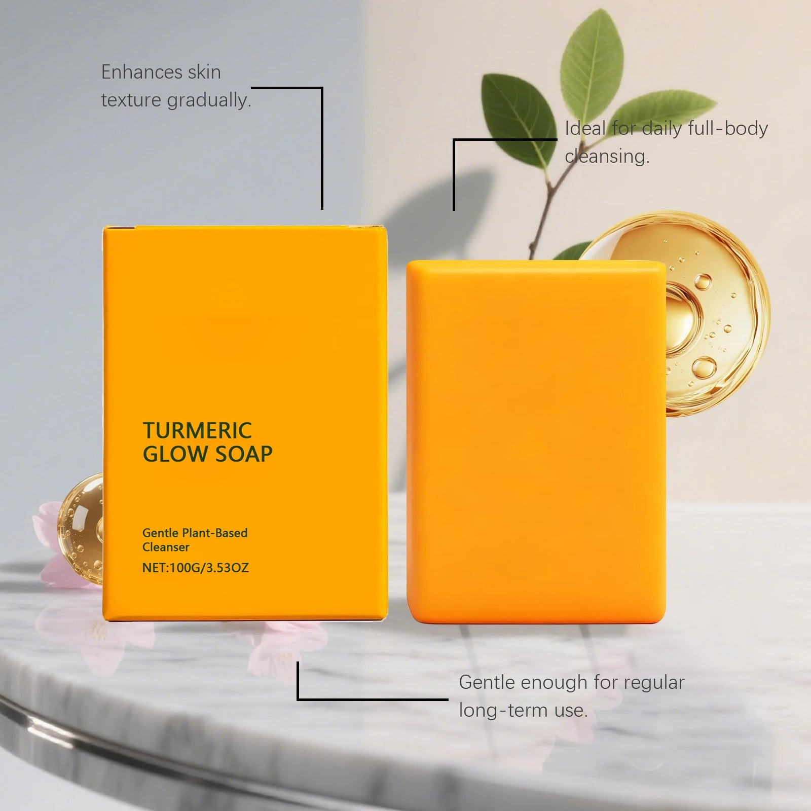Turmeric Glow Soap Dark Spot Acne Removal Brightening Face Body Soap Even Skin Tone Moisturizing Deep Cleansing Nourishing Bar