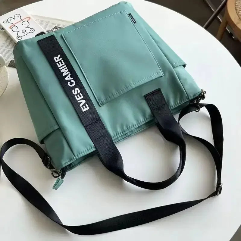 2024 New Casual Tote Large Capacity Shoulder Bag Nylon Waterproof Canvas Handbag Simple Fashion Messenger Bags for Schoolgirl