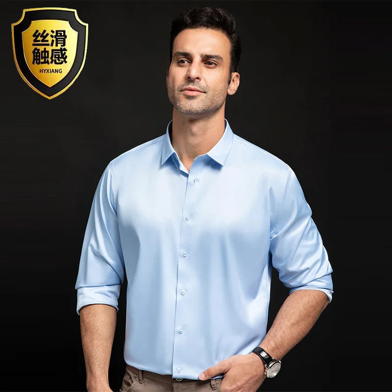 Big Size 5XL Business Shirts For Men Long Sleeve Autumn Wrinkle-free Slim Fit Camisa Social Formal Soft Wedding Office White Top