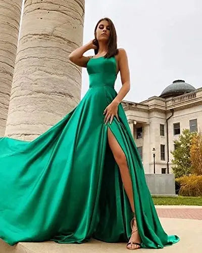 A-line Slit Cowl Neckline Satin 3 Styles Bridesmaid Dress With Tieing Dresses For Special Events Evening Dress Dresses For Prom