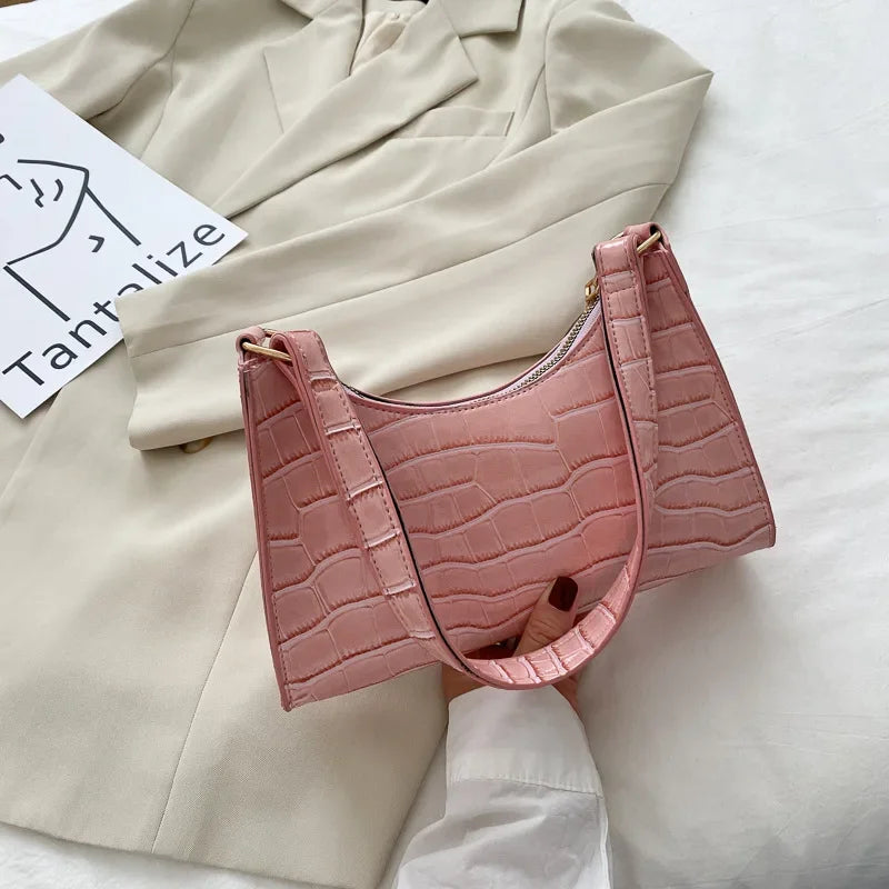 Retro Alligator Pattern Female Small Handbags and Purse Armpit  Shoulder Bags High Quality PU Leather Ladies Clutch Totes Bag