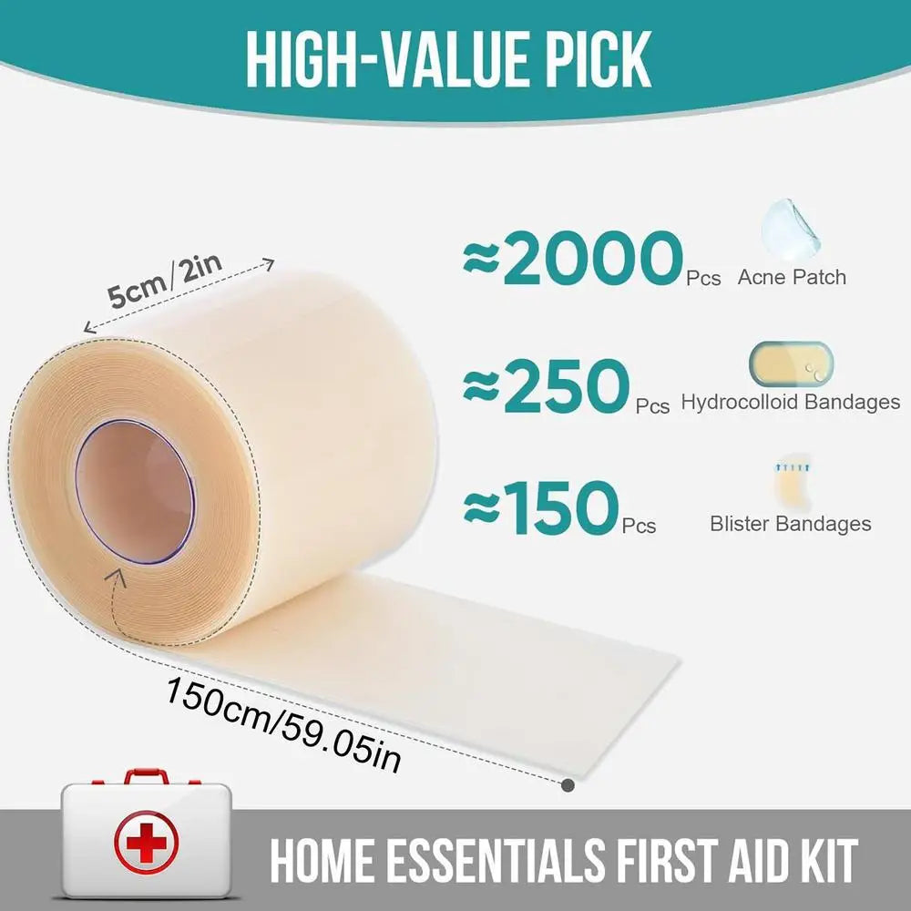 Hydrocolloid Roll Waterproof Pimple Patches Absorbent Flexible Tape Adhesive Dressing for Blister Burn Pimple Skin Heel Daily