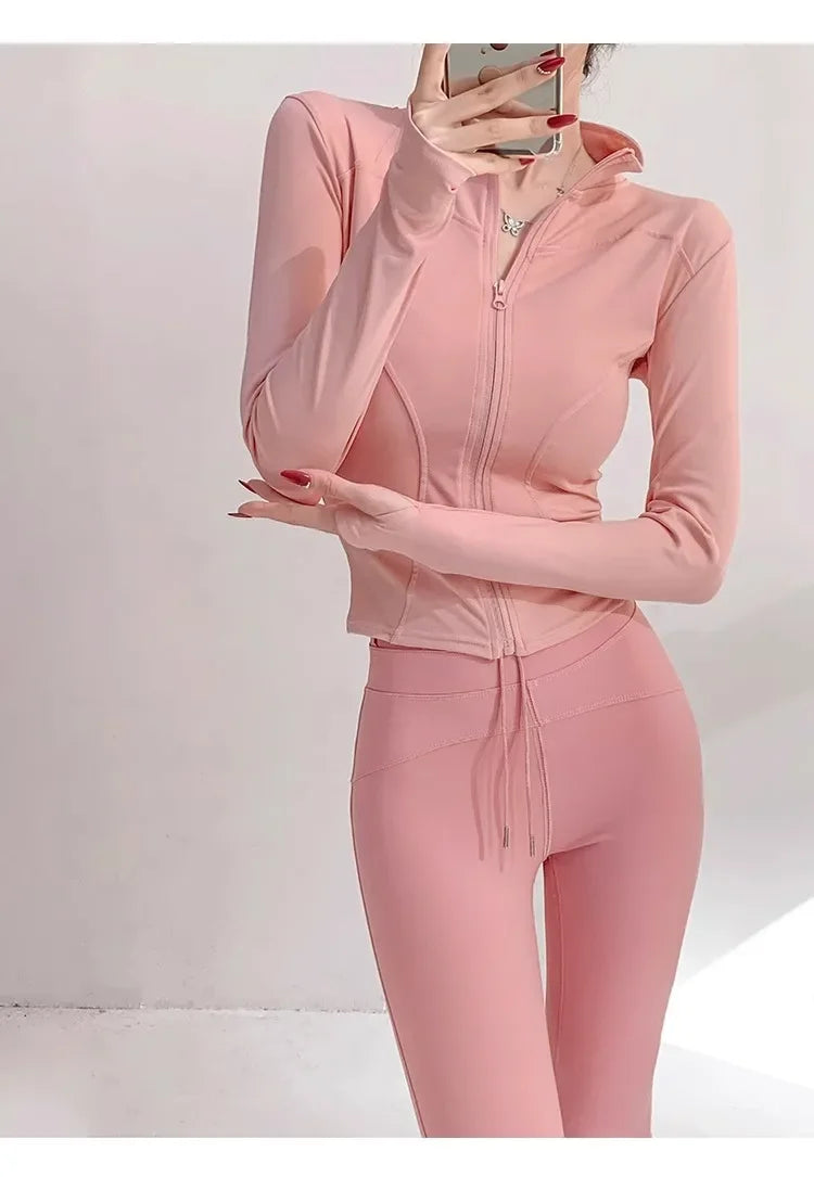 S-3XL Sun Quick Drying Sports Coat Women's Tight Top Yoga Jacket Long Sleeve Zipper Jacket Running Fitness Women's Jacket