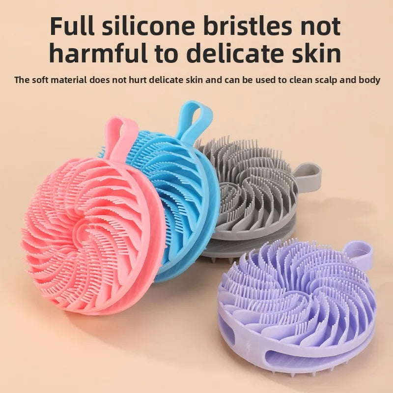 Silicone double-sided bath brush, painless bath artifact, two-in-one shampoo and massage brush, no pain, no skin bath brush