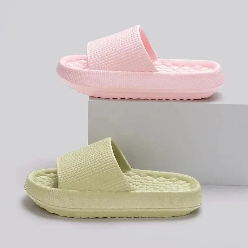 4cm Thick Platform Pillow Slippers Women Eva Soft Sole Indoor Slides Woman Flat Non Slip Bathrooom Home Slippers