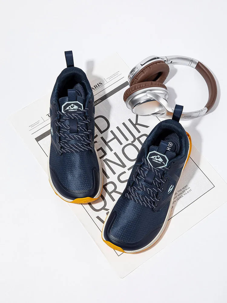 HOBIBEAR Unisex Hiking Sneakers Lace-Up Walking Shoes Outdoor Travel Artificial Leather Sneakers