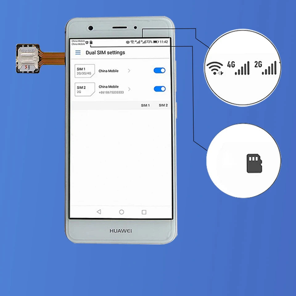 Universal DIY Android Phone TF Dual SIM Card Adapter Nano Cato Hybrid Sim Slot For Micro SD Extender