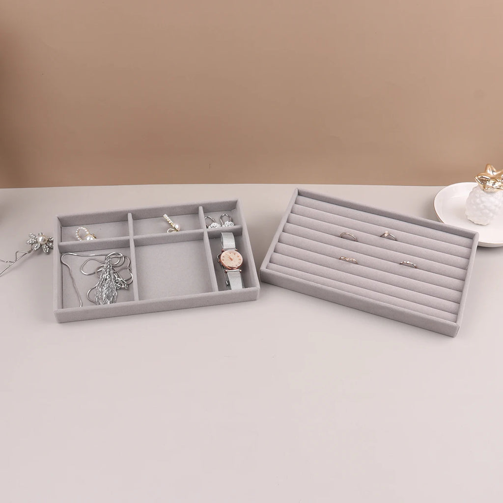 Velvet Jewelry Display Stackable Exquisite Jewellery Holder Portable Ring Earrings Necklace Organizer Box organizator de boys
