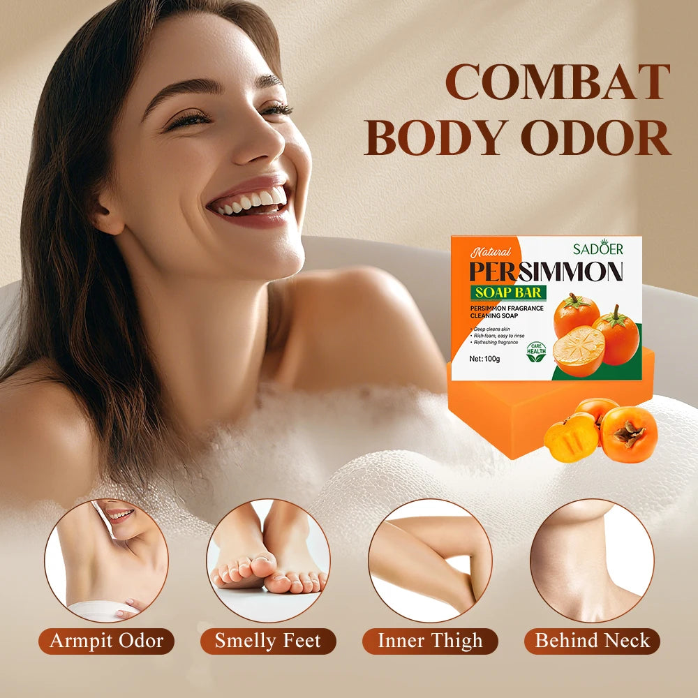 Natural Persimmon Soap Body Cleaning Fragrance Freshness Underarm Leg Bath Cleansers Remove Stains Face Soap Tender Skin Care