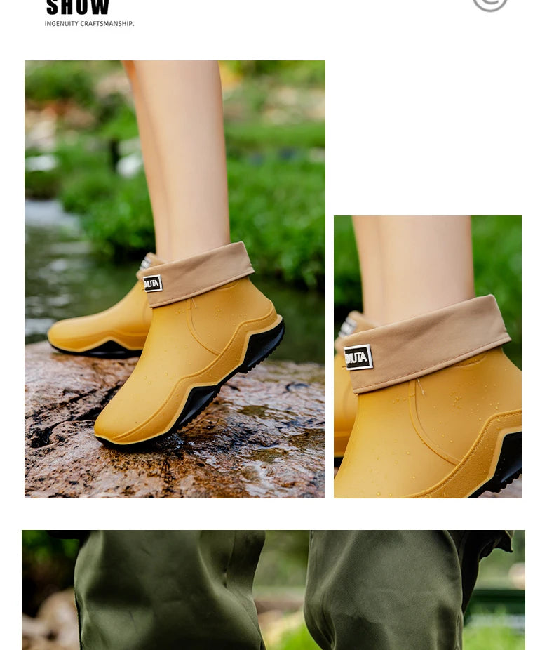 Low-cylinder Rain Shoes for Men and Women: Outdoor Fishing Waterproof Shoes, Stylish Style for Outdoor Wear, Rain Boots