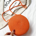 Minimalist Straw Bag Round Crossbody Purse Women Shoulder Vocation Style Handbag