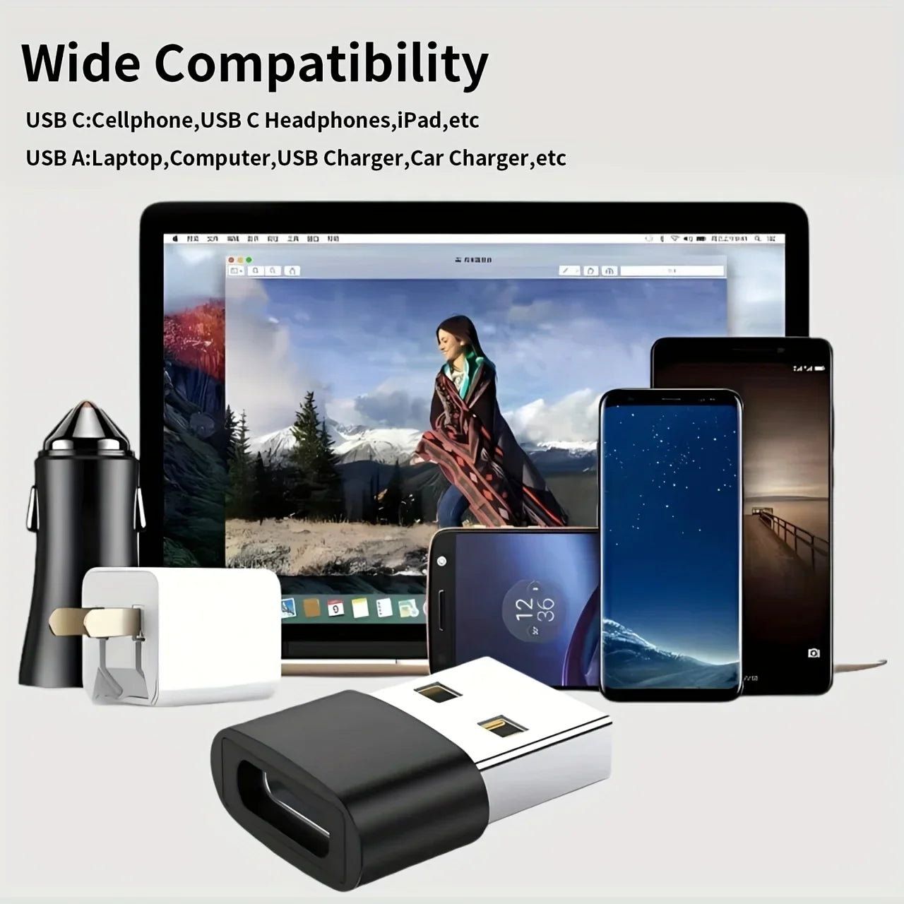 USB to USB-C Adapter, USB-C Female to USB Male Fast Charging and OTG Converter, Compatible with iPhone 1/14/13/12/11 Pro Max Plu