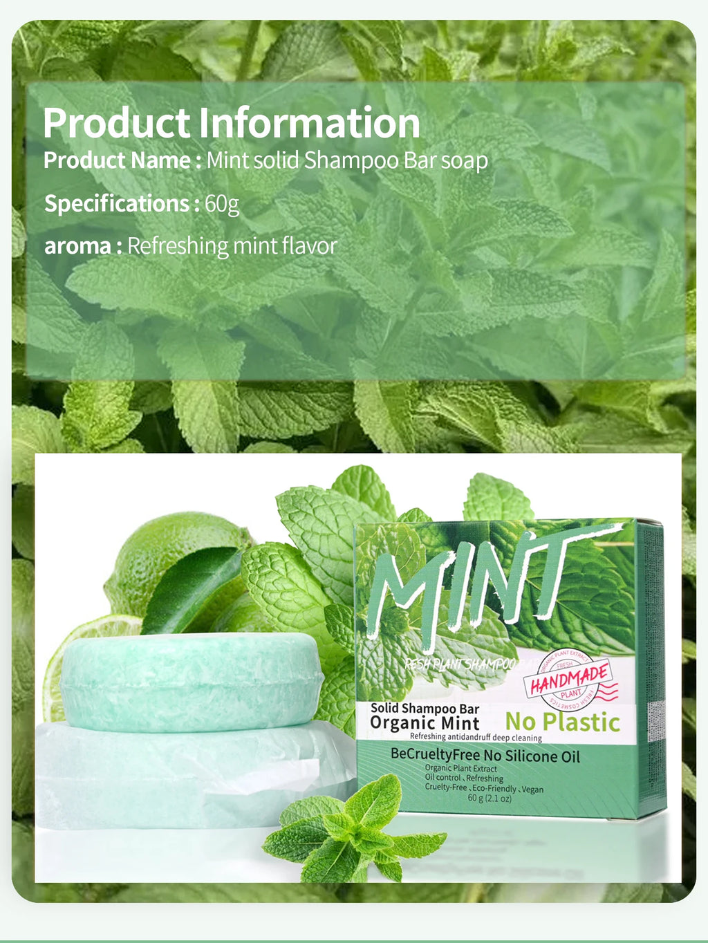 Ice Cool Refreshing Mint Essential Oil Shampoo Hand Soap Solid Shampoo Stick Organic Plant Extract essence Hair Care