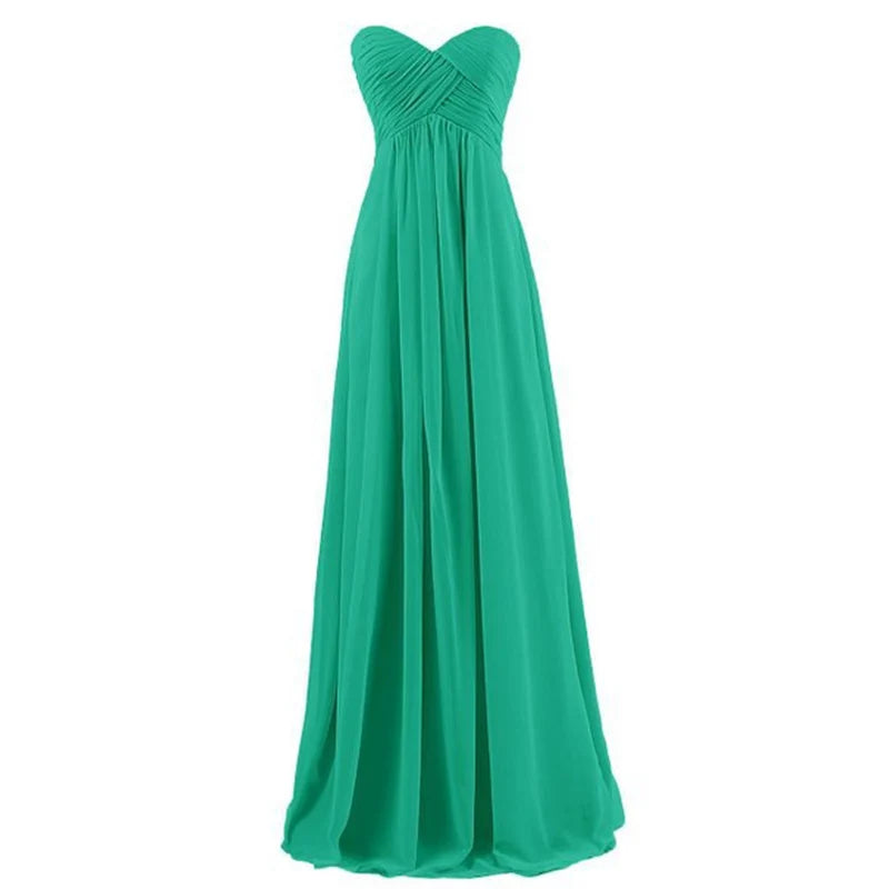 A Line Chiffon Pleat Elegant Strapless Sweetheart Bridesmaid Dresses Wedding Party Evening Formal Prom Robe De Soiree Zipper