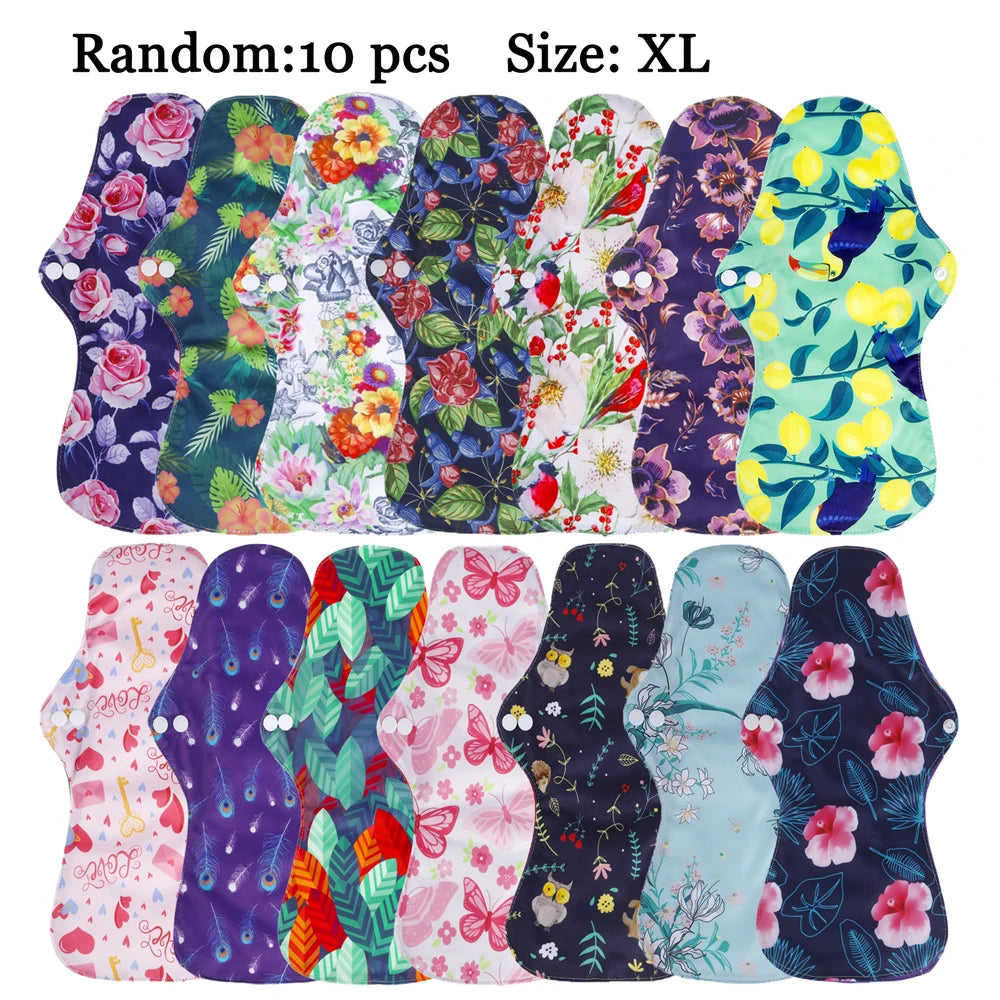 10pcs Reusable Menstrual Pads Female Breathable Heavy Flow Bamboo Charcoal Washable Sanitary Napkins Women cloth sanitary napkin