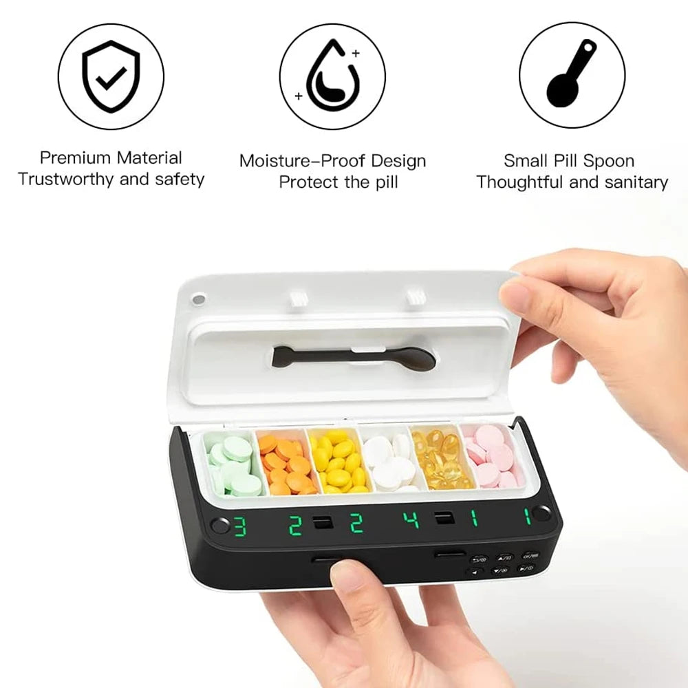 New Smart Pill Dispenser Medicine Pill Box Organizer For 7 Days Organizer Container Intelligent Alarm Home Pill Box With Timer