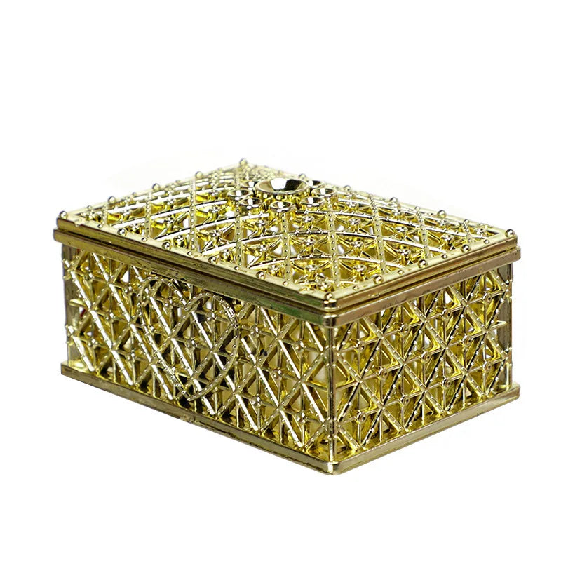 2 PCs Mini Treasure Storage Jewelry Box Silver-color Hollow Flower Pattern Jewelry Case Boxes for Necklace Earring Ring