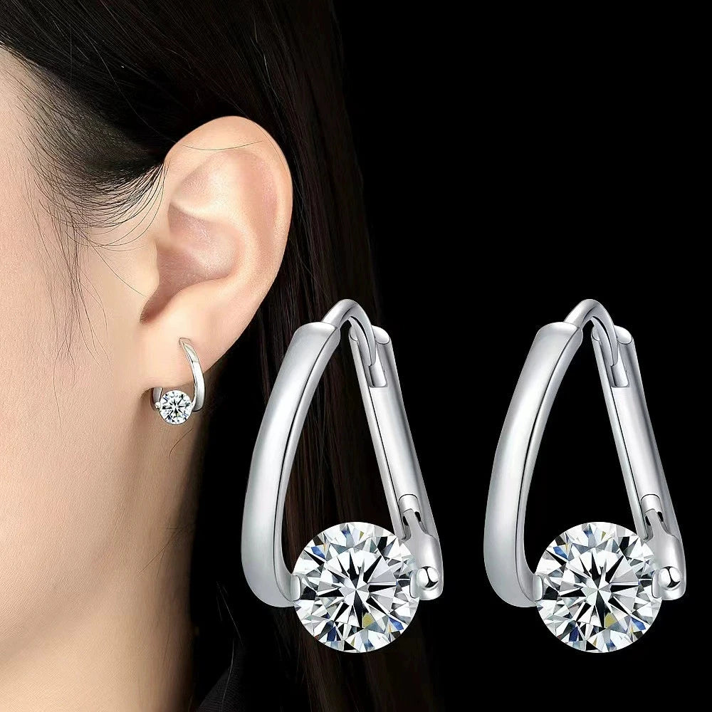Korean Fashion Zircon Drop Earrings For Women Jewelry 2026 Trending New Luxury Women's Geometric Hoop Earrings Pendientes Gifts