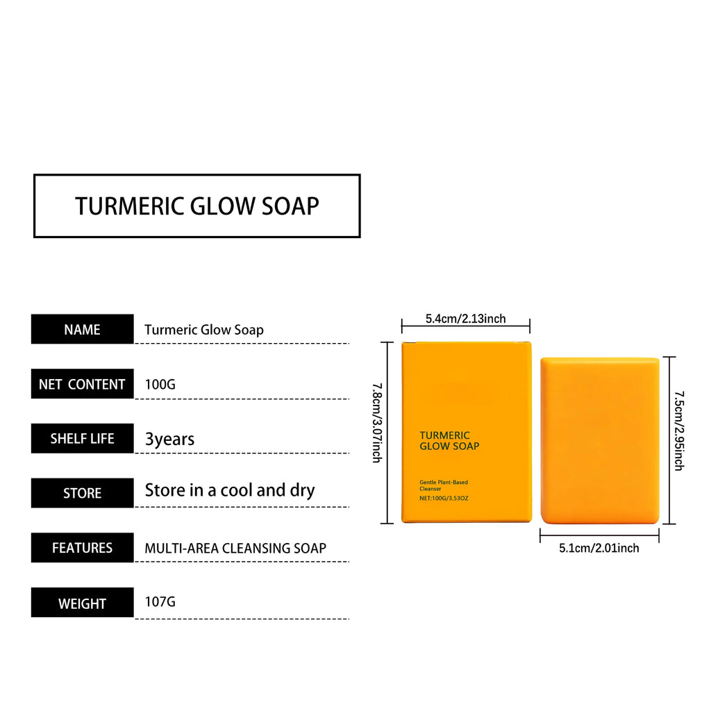 Turmeric Glow Soap Dark Spot Acne Removal Brightening Face Body Soap Even Skin Tone Moisturizing Deep Cleansing Nourishing Bar