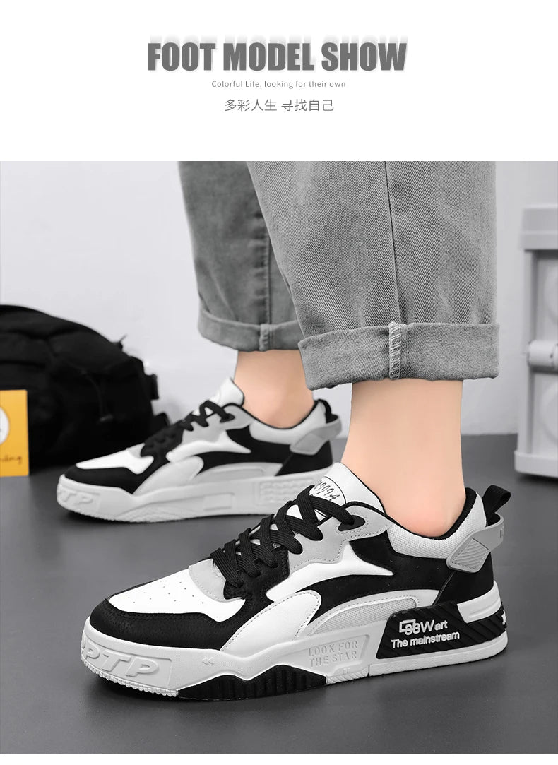Men's Board Shoes Outdoor Casual Sports Walking Shoes Anti-slip Breathable Vulcanized Shoes Thick Sole Fashion Student Shoes