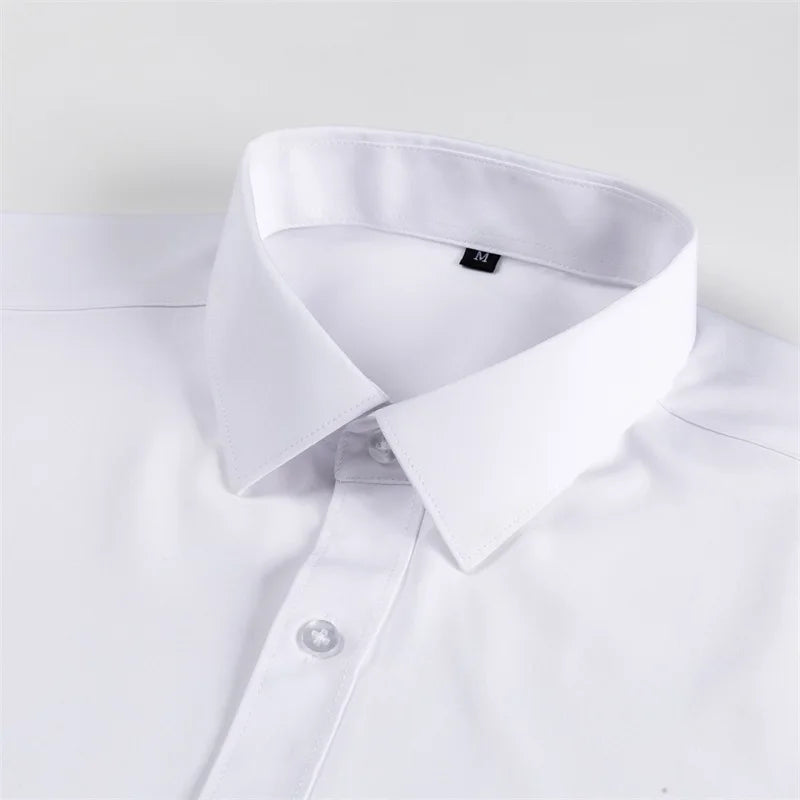 Men s Classic Button-Down Shirt with Long Sleeves Solid Color Casual Business Top for Spring Streetwear and Beach Vacation