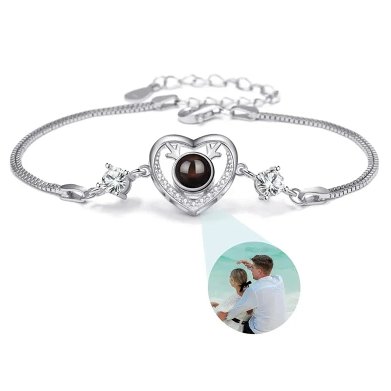 Custom Bracelet with Picture Inside Titanium Steel Cuban Link Chain Bracelet with Personalized Photo Projection for Men Women