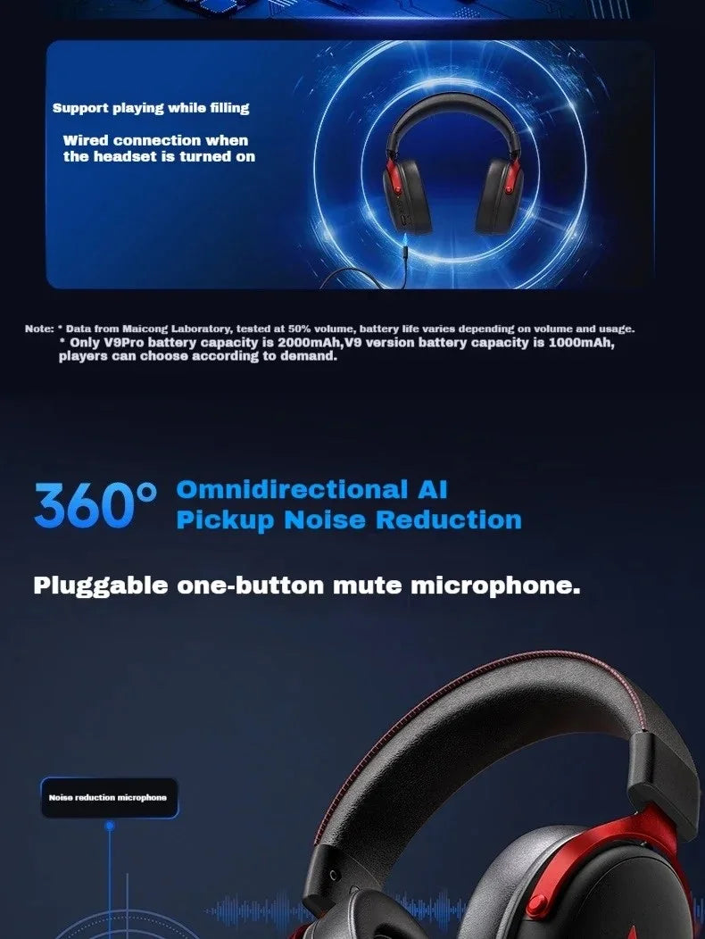 Original MCHOSE V9 PRO Music Esports Gaming Headphones 3-mode Wireless Noise Reduction Mic Customized Head-mounted