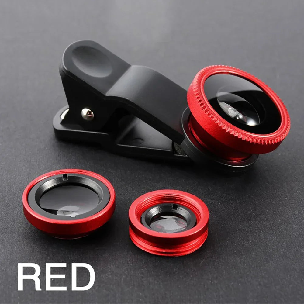 3 in 1 Lens Magnifying Glass 0.67X Wide Angle Fisheye Phone Lens Micro Camera Len Universal Kit With Phone Clip For Smartphones
