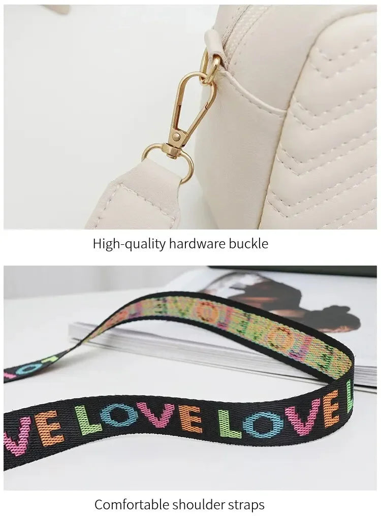 Embroidered PU Camera Bag, Small Square Shoulder Bag, Casual and Versatile