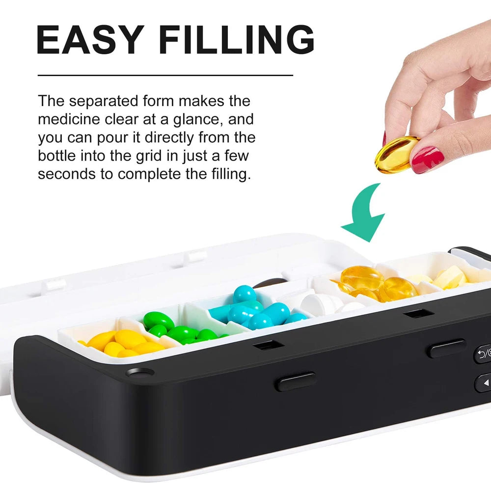 New Smart Pill Dispenser Medicine Pill Box Organizer For 7 Days Organizer Container Intelligent Alarm Home Pill Box With Timer