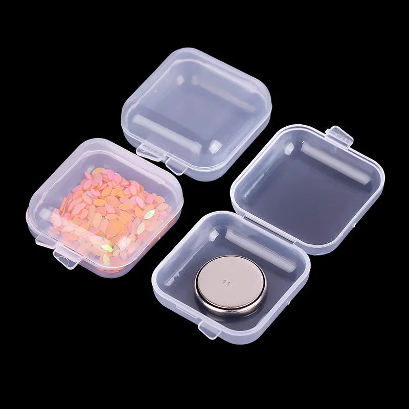 Mini PP Plastic Square Box Jewelry Fishhook Component Single-compartment Covered Transparent Storage Box