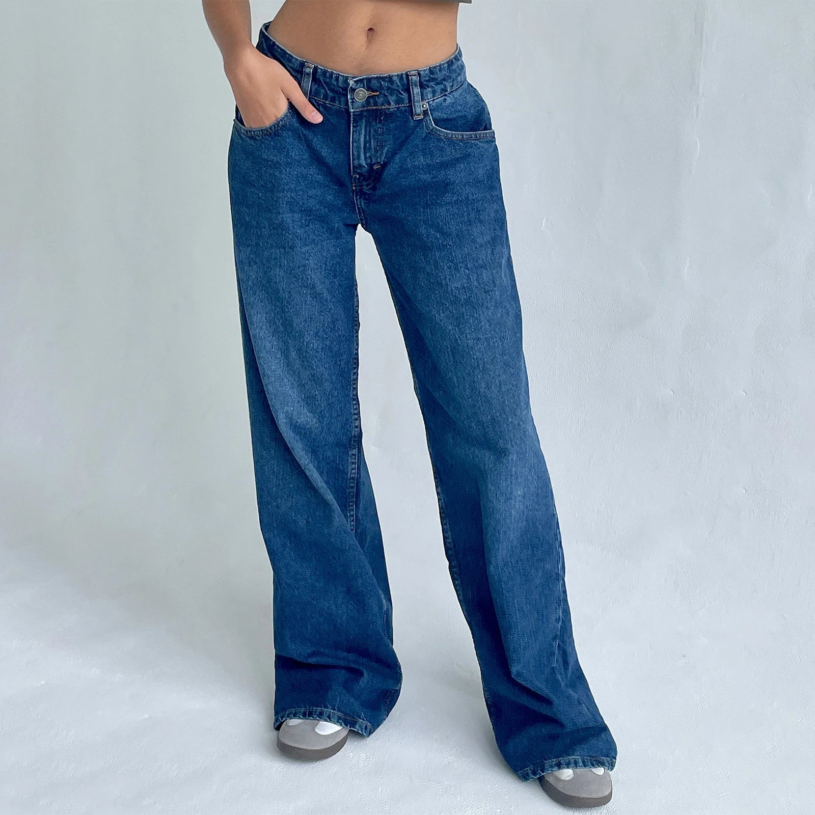 Y2K Baggy Jeans for Women Trendy Low Rise Casual Straight Leg Boyfriend Jeans Denim Pants with Pocket Streetwear