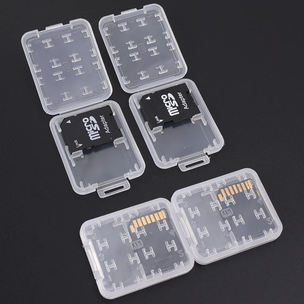 8in1 Reusable Plastic Micro SD SDHC TF Memory Card Storage Case Box Protector Holder Transparent Mini Memory Card Organizer Box