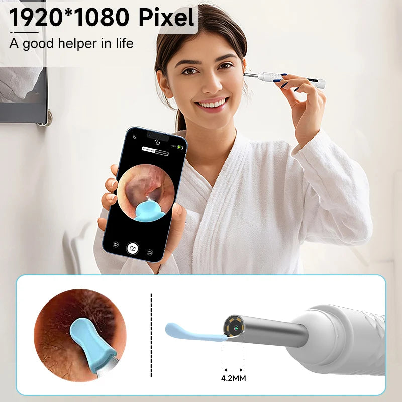 4.2mm Camera Viual WiFi Endoscope 1080P Camera for iOS/Android Phones Tablet Waterproof Ear Scope for Ear Cleaning Skin Check